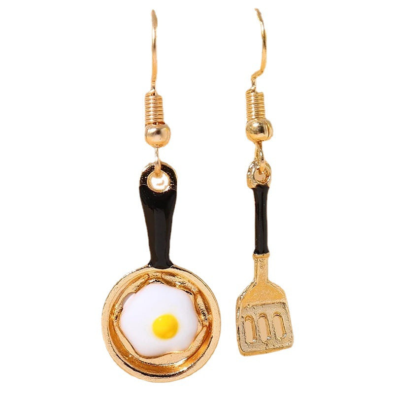 Acrylic frying pan fried egg spatula earrings (Minimo de compra 2) MIC-JianL004