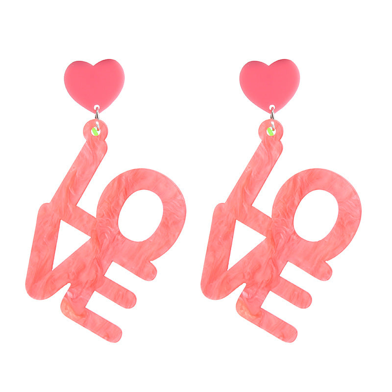 Acrylic Red Love Earrings (Minimo de Compra 2) MIC-ChouT041