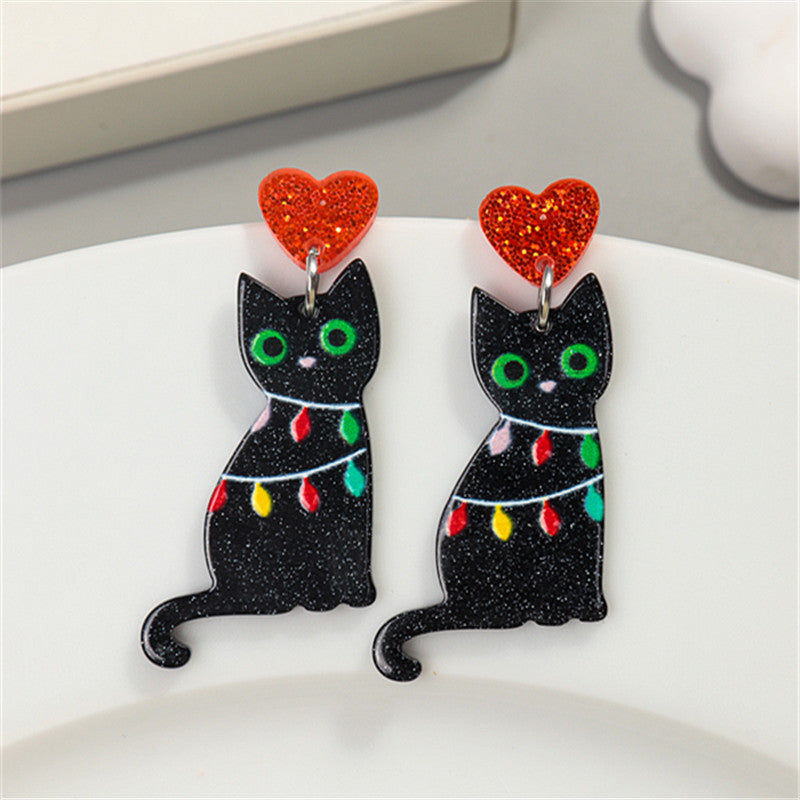 Acrylic Christmas Versatile Cat Earrings MYA-ChouD027