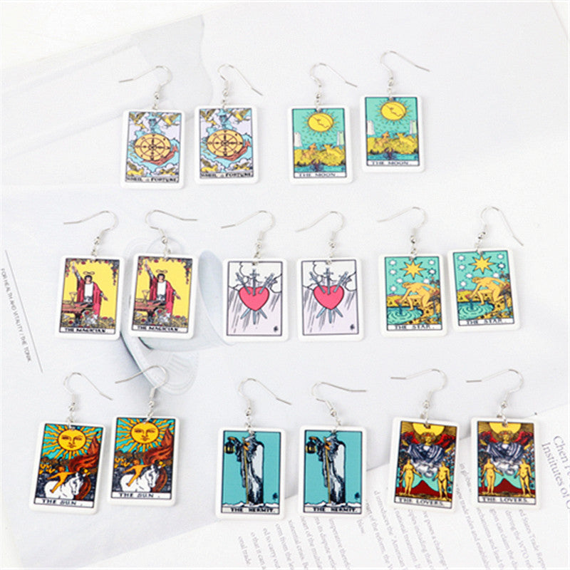 Acrylic Carroll Card Game Chess Card Earrings MIC-ChouD042