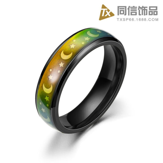 Rings Stainless Steel Temperature Sensitive Mood Discoloration Stars Moon Minimo de compra 2 TongX002