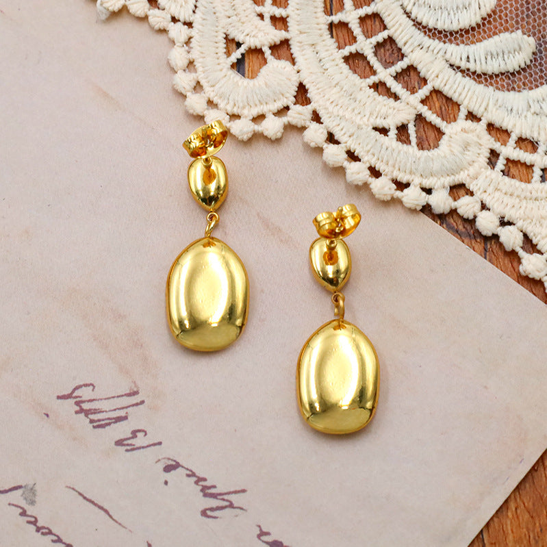 Titanium steel 18K water droplet shaped hollow earrings MYA-XuanJ003