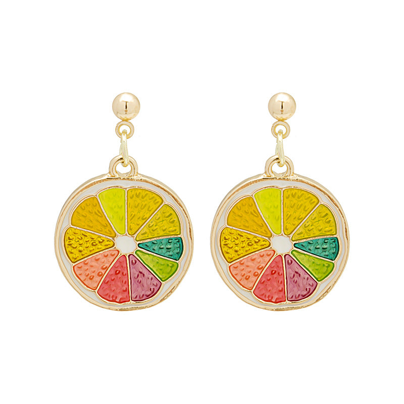 Alloy colored lemon slice earrings (Minimo de Compra 2) MIC-MDD060