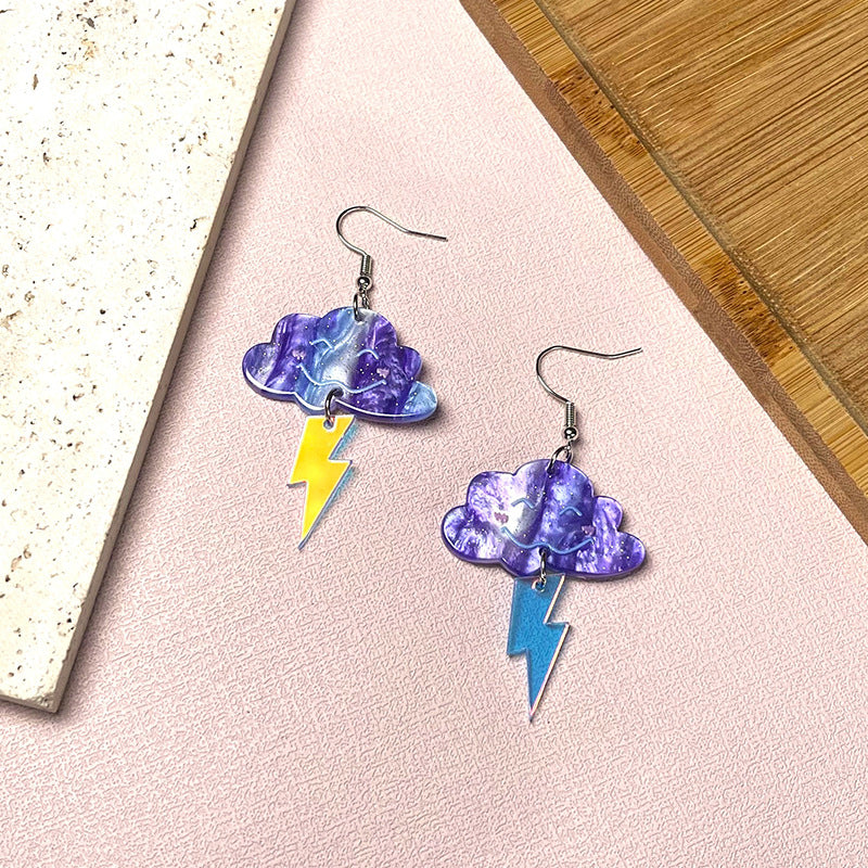 Acrylic Nebula Cloud Lightning Earrings MIC-ChiC004