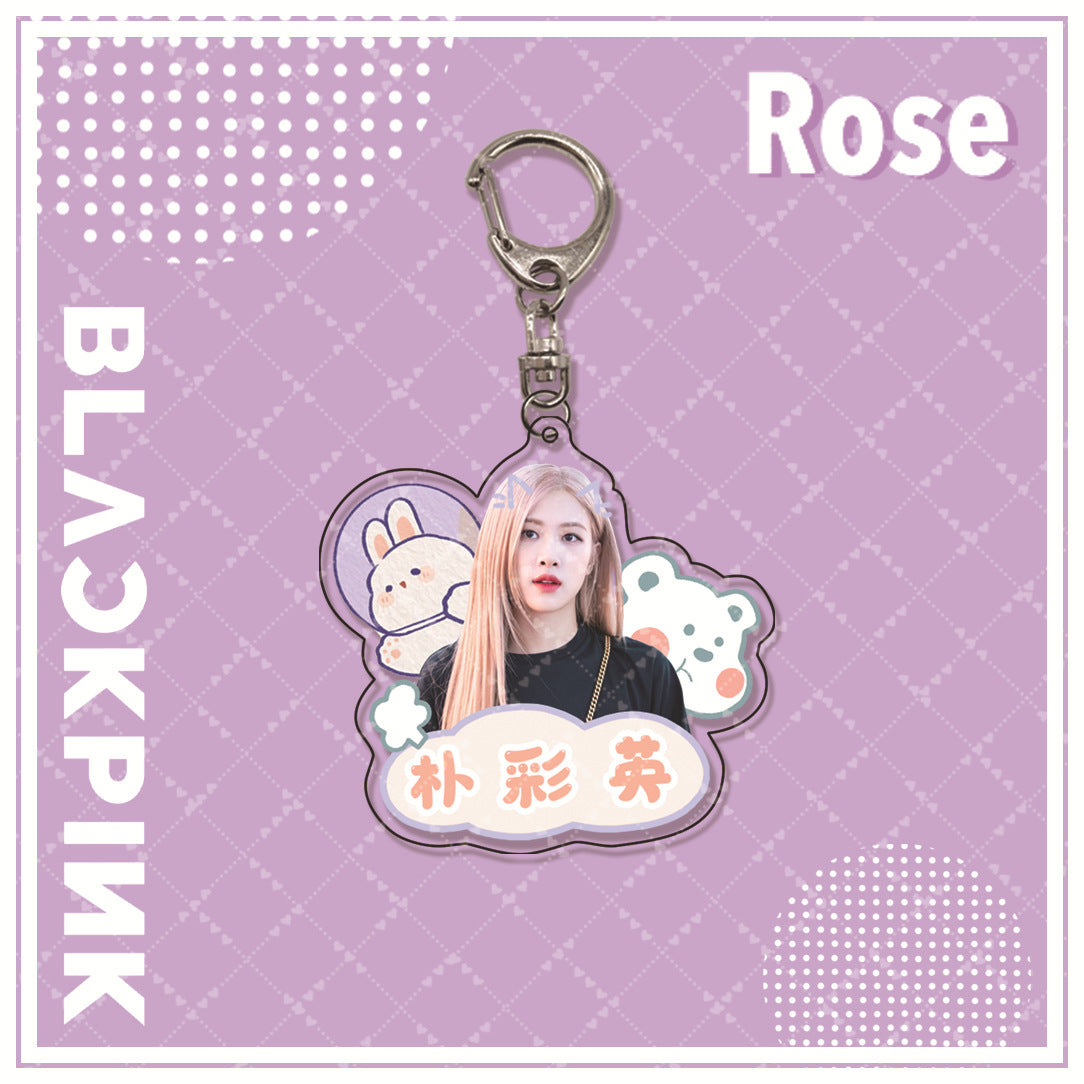 Acrylic pink ink double-sided blackpink keychain (Minimo de Compra 2)  MYA-ManM010