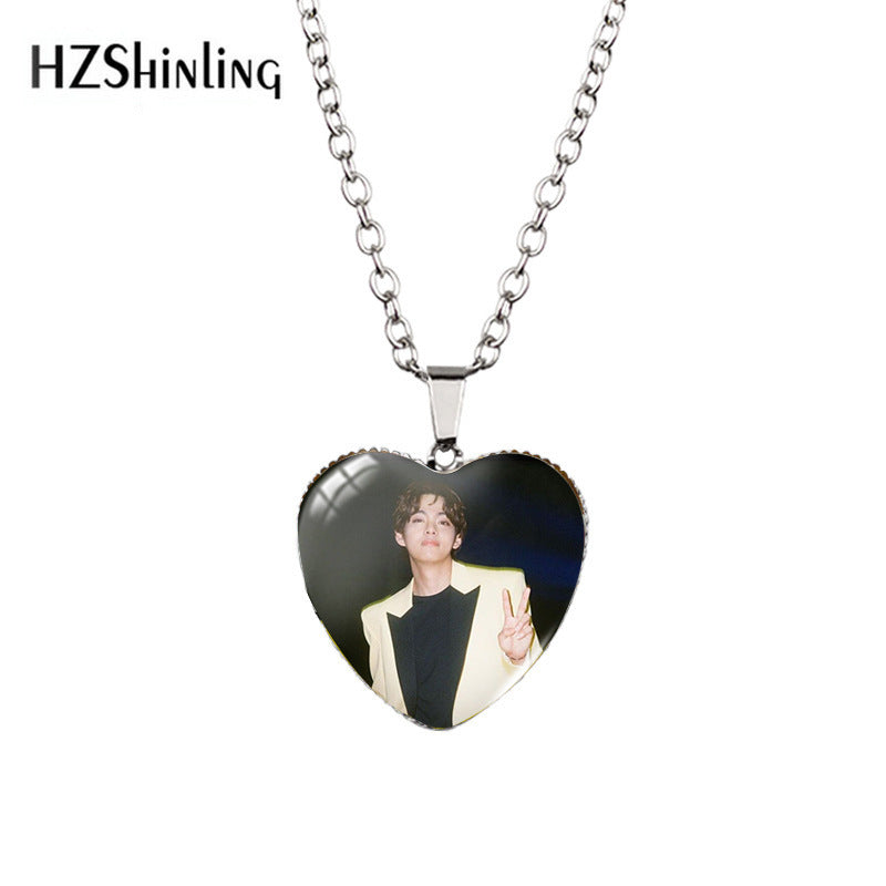 Alloy Time Gem Heart Necklace MYA-XiangL026