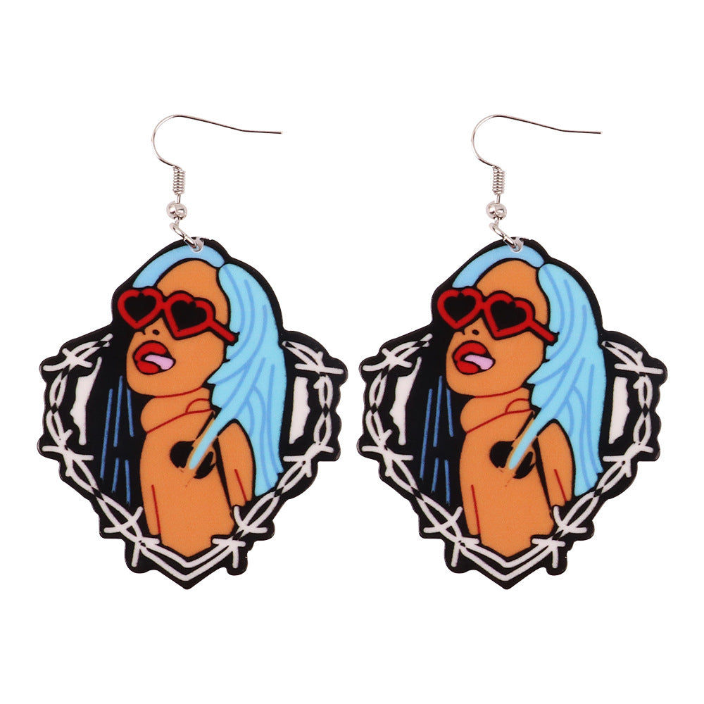 Acrylic American singer Caroline earrings MIC-ChouD005