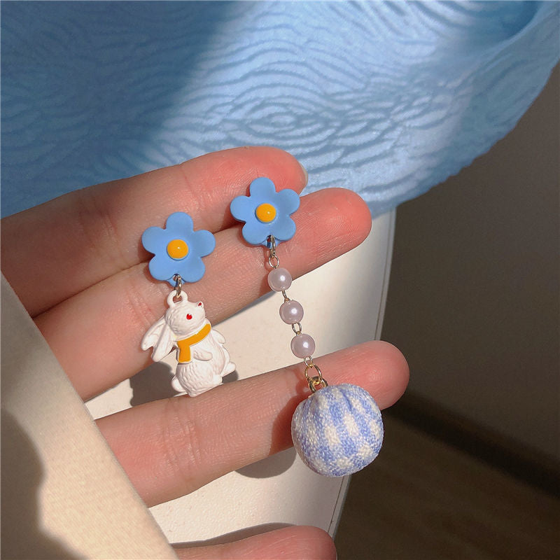 Asymmetric blue alloy earrings MIC-YinXin007