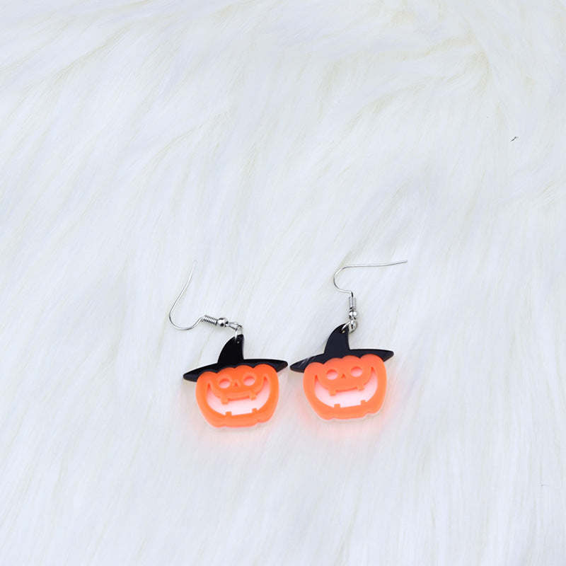 Acrylic Halloween Pumpkin Splice earrings (Minimo de Compra 2) MYA-DuA037