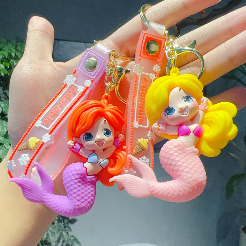 PVC cartoon mermaid princess keychain MIC-JinG049