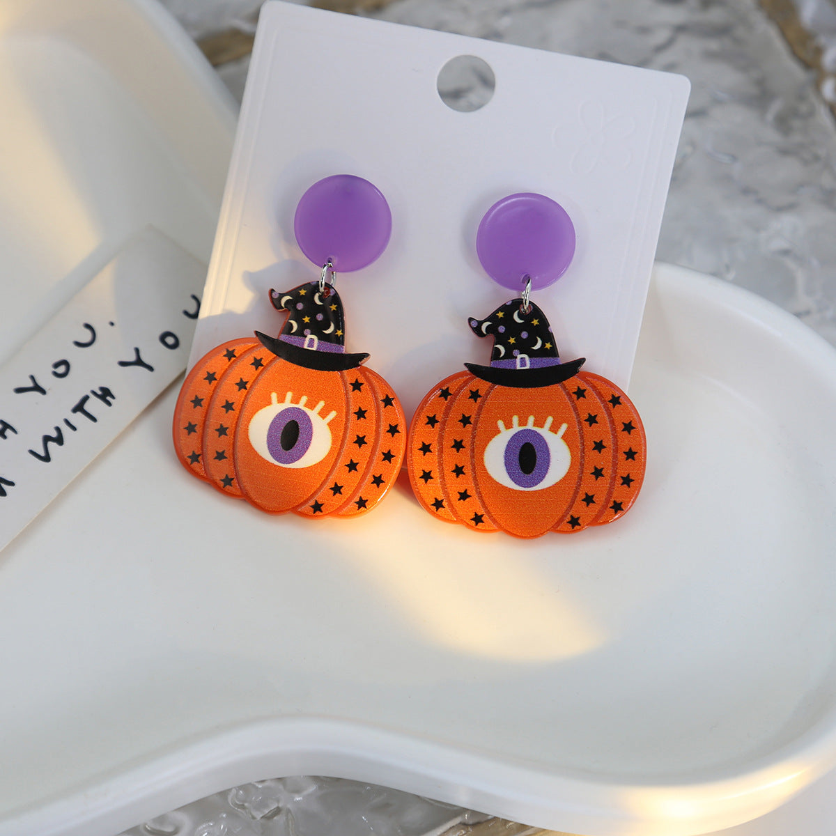 Acrylic Pumpkin Halloween Earrings MIC-HongC028