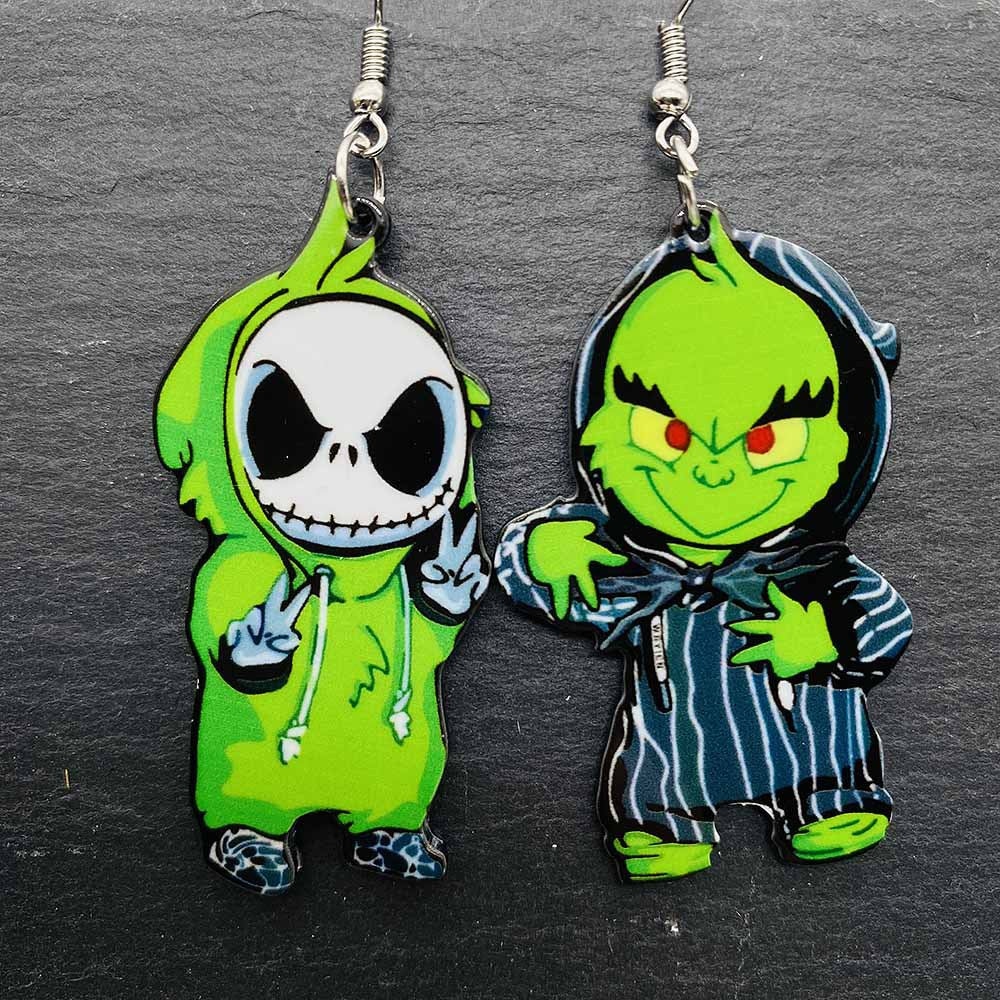 Acrylic Halloween Scary Skull Earrings (Minimo de Compra 2) MIC-ChenY025