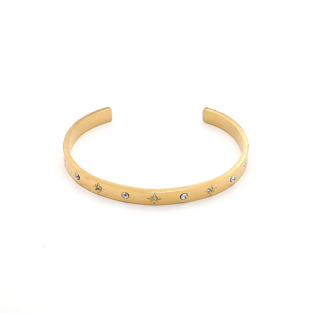 Stainless steel gold-plated open set zircon bracelet MYA-XuanJ020