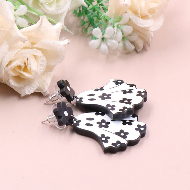 Acrylic Halloween Flower Ghost Earrings (Minimo de compra 5) MIC-XiaoY051