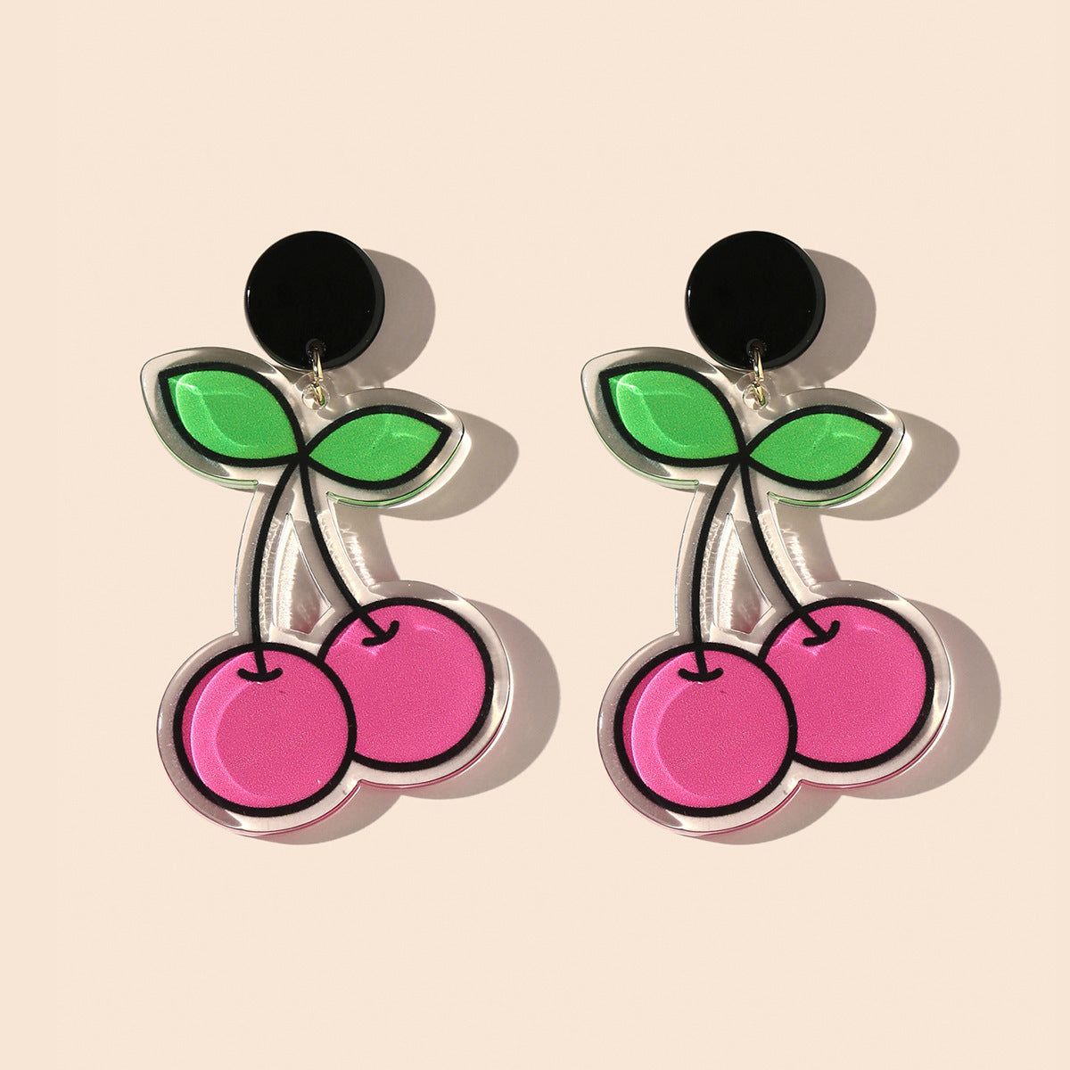 Acrylic cartoon cherry earrings (Minimo de compra 2) MIC-GanL012