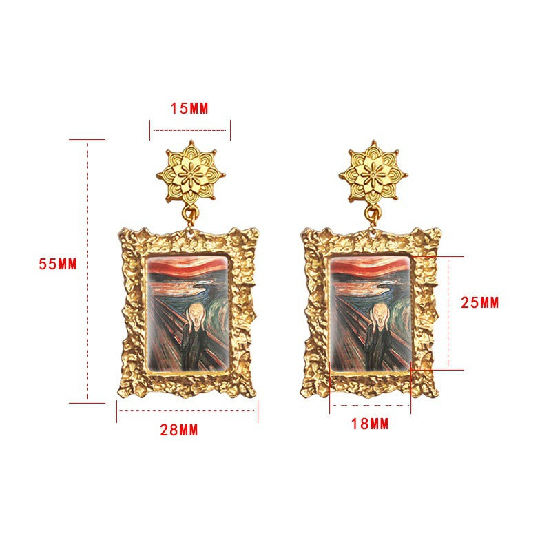 Alloy Vintage Picture Frame Earrings (Minimo de compra 5) MIC-XiangL058