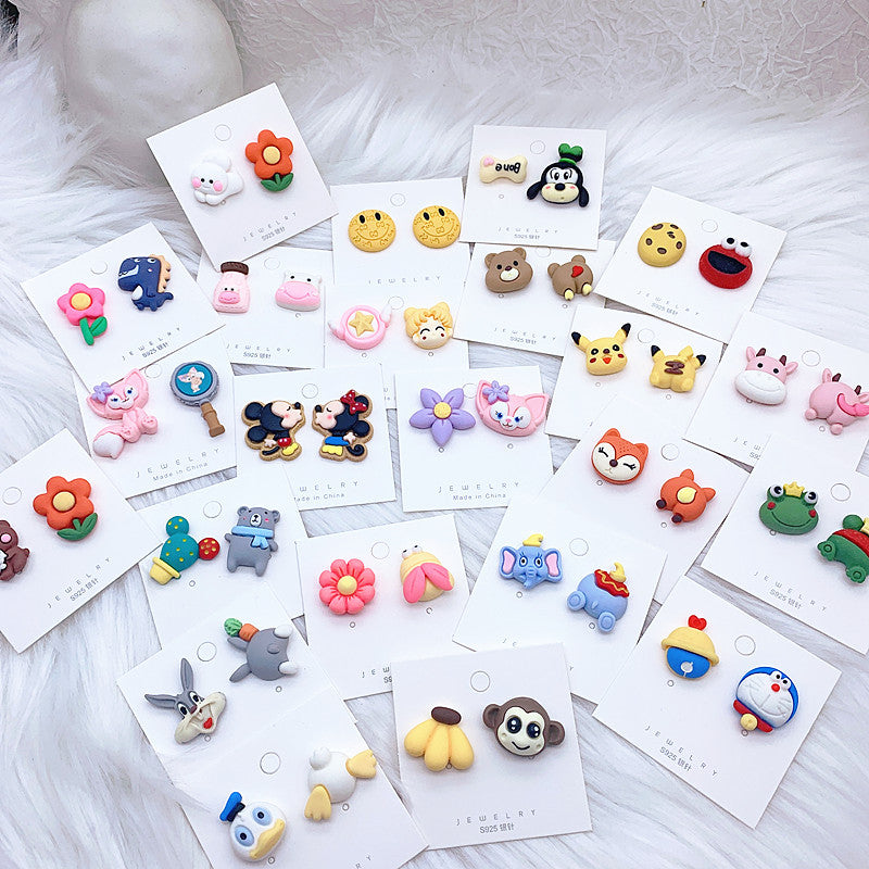 Resin cartoon small animal earrings  (Minimo de Compra 2) MIC-ShiJ002