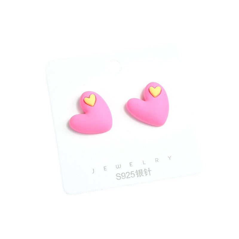 Acrylic Heart shaped Sweet Girl Earrings  (Minimo de Compra 2) MIC-PingH033