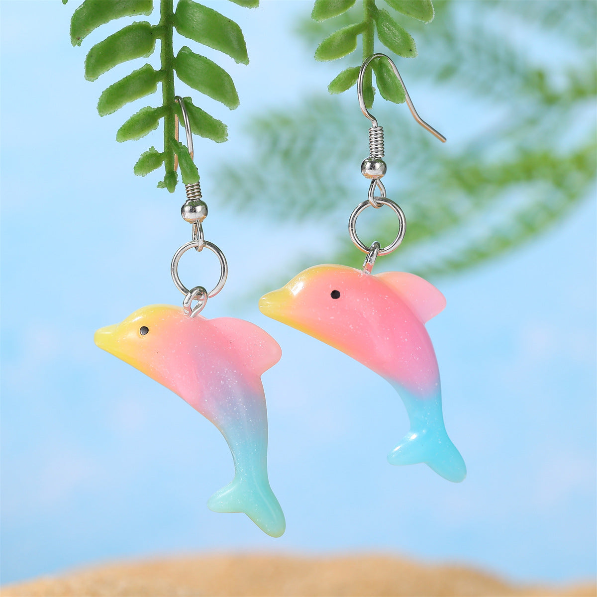 Alloy gradient little dolphin earrings MIC-JiaY013