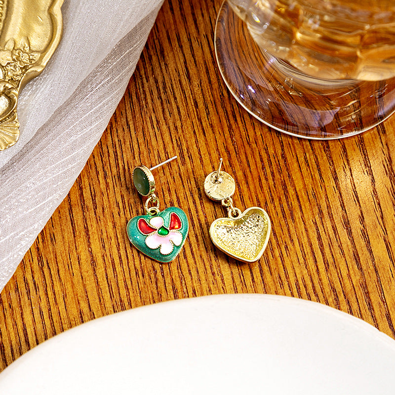 Alloy green love pearl earrings MIC-MDD157