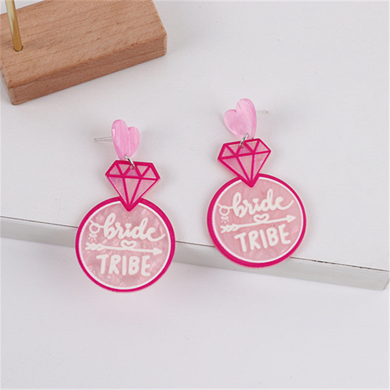 Acrylic Love 3D Embossed Earrings MIC-ChouD016