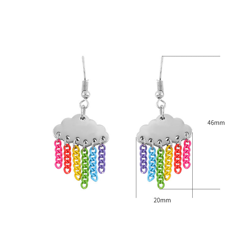 Cloud Rainbow Tassel Earrings  zhongyi014