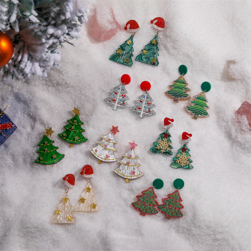 Acrylic Christmas Tree Earrings  (Minimo de Compra 2) MIC-MiL005