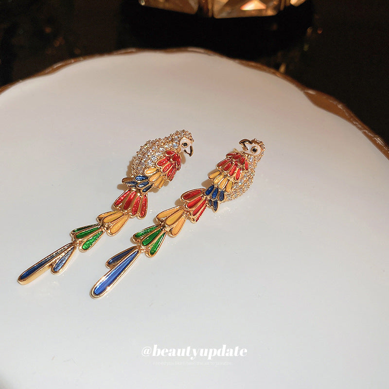 Alloy long parrot earrings MIC-BAOY068