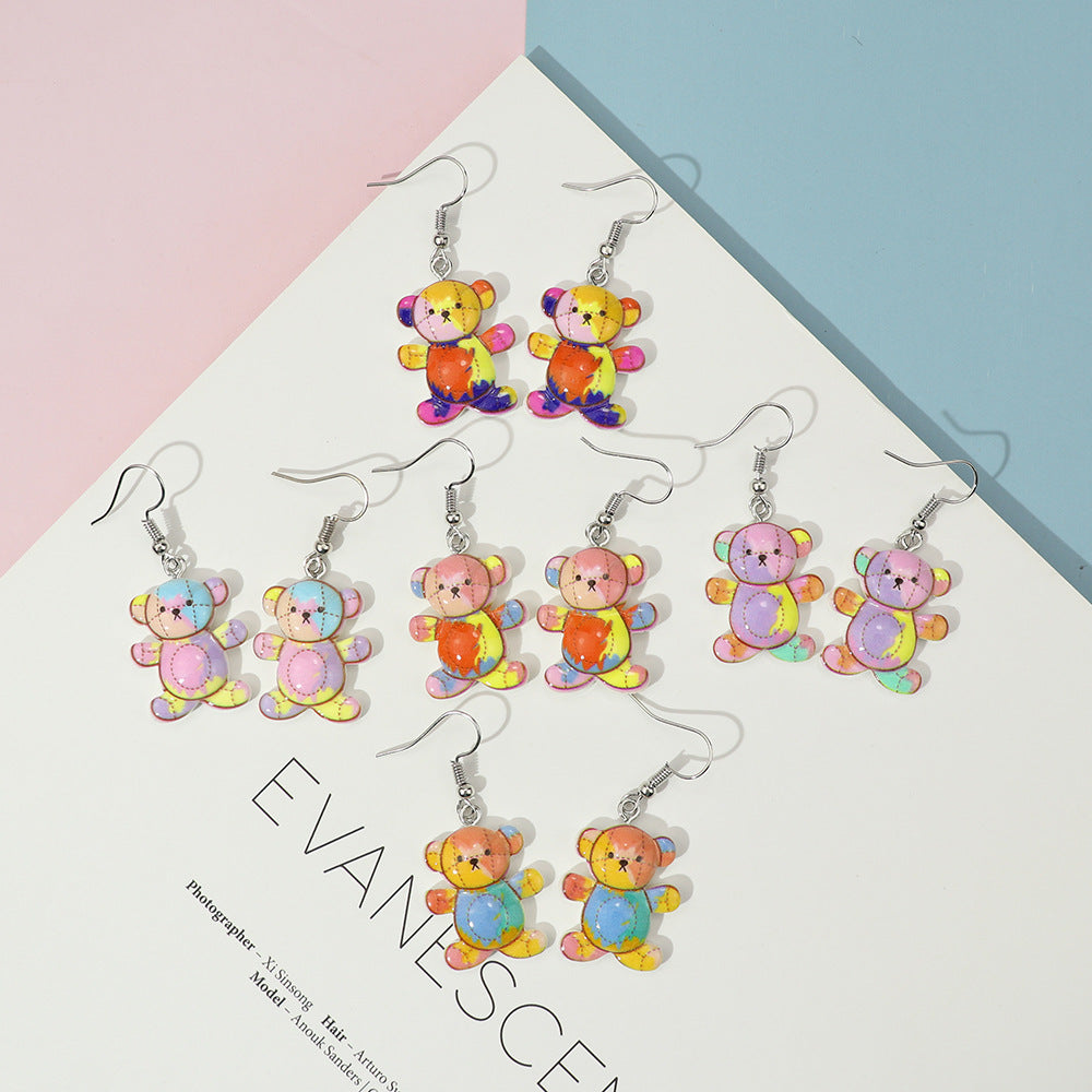 Acrylic Cute Map Bear Earrings MYA-NiQ033