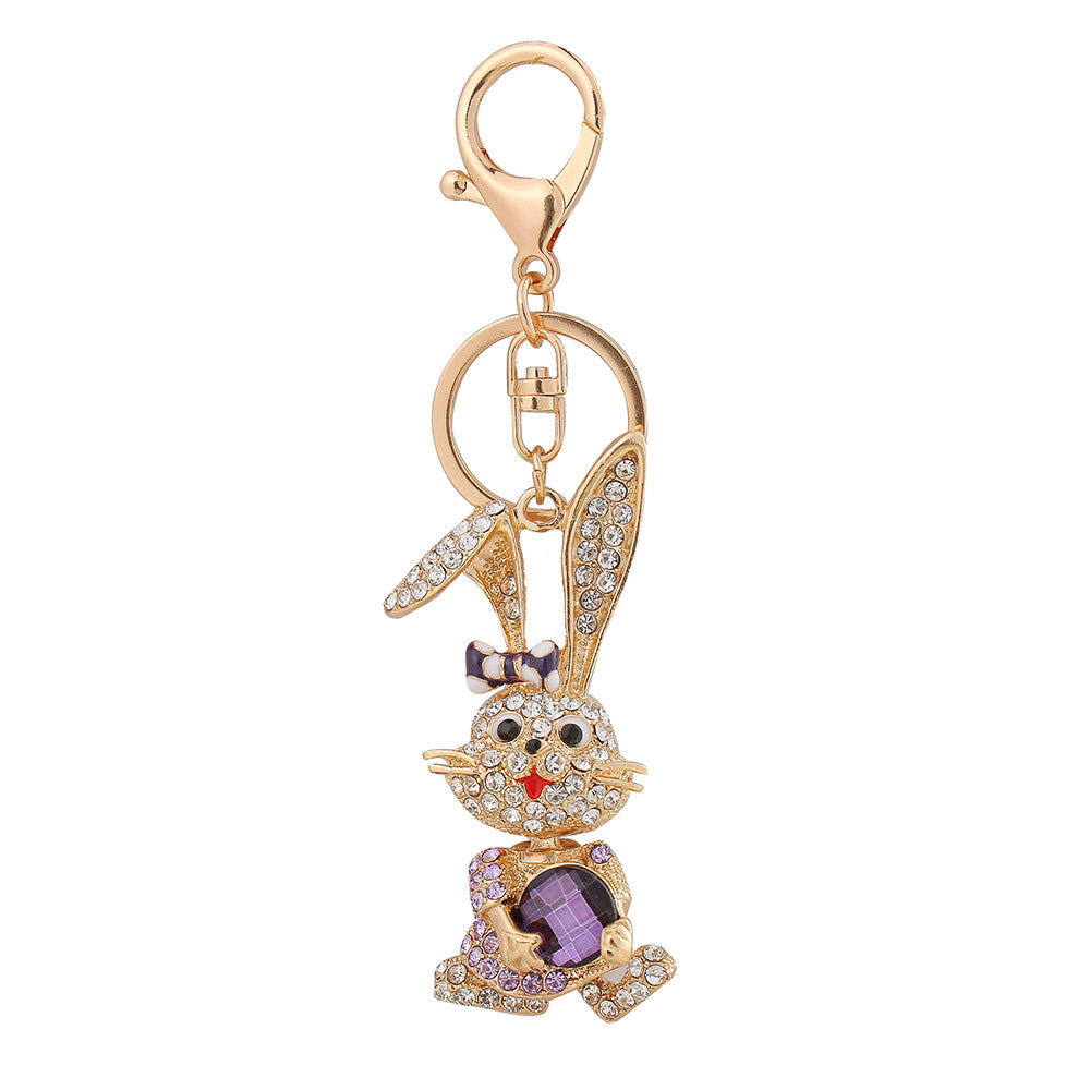 Lovely rabbit keychain with diamond  (Minimo de compra 2) MIC-ChaoK010