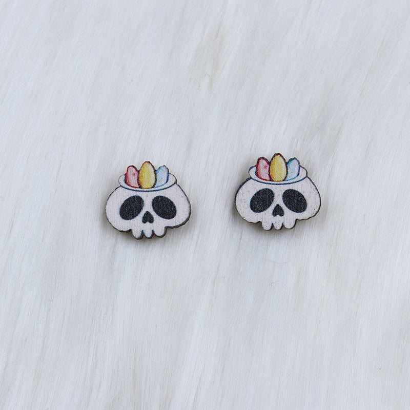 Acrylic Halloween Skull Head Earrings (Minimo de Compra 2) MYA-DuA027