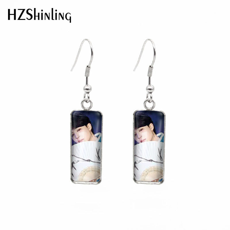 alloy cartoon BTS bulletproof earrings MYA-ES-XiangL037