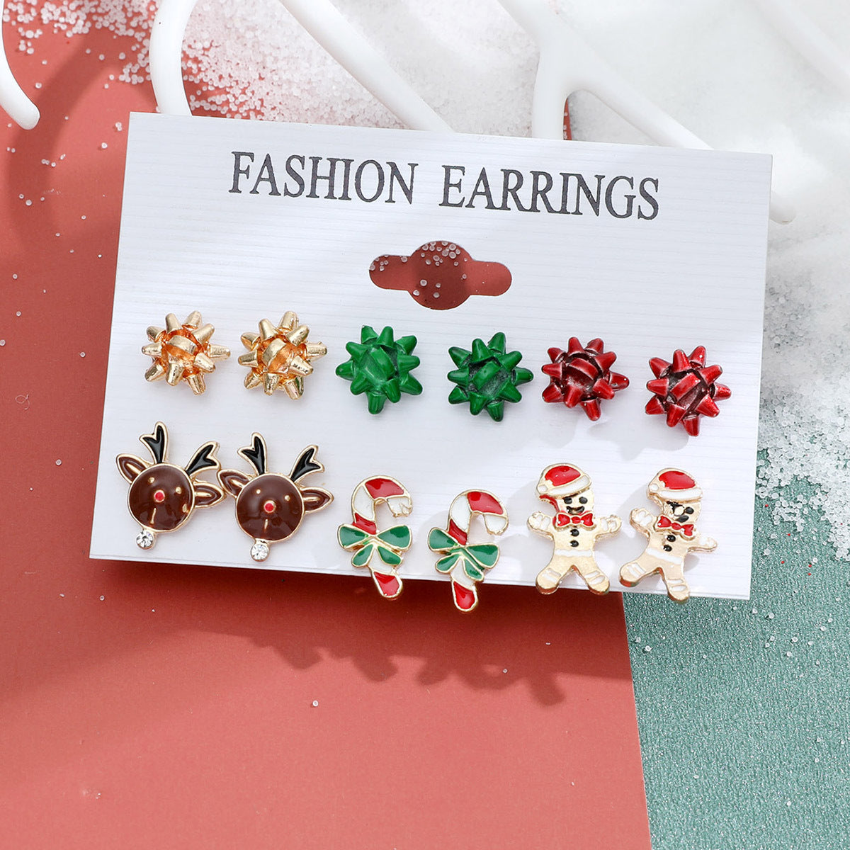 Alloy Christmas Snowman Crutch Earrings (Minimo de Compra 2) MIC-MiaoY096