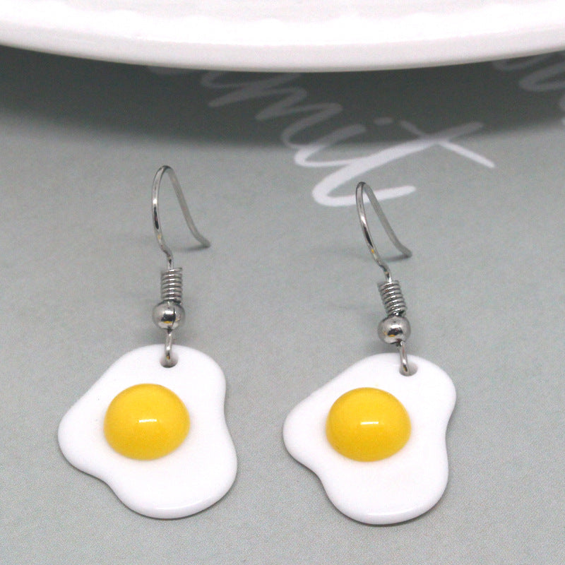 Alloy cute fried egg ear hook (Minimo de Compra 3) MIC-JueJ014