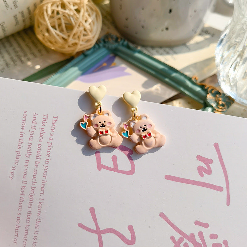 Resin cute little bear earrings MIC-JiuY031