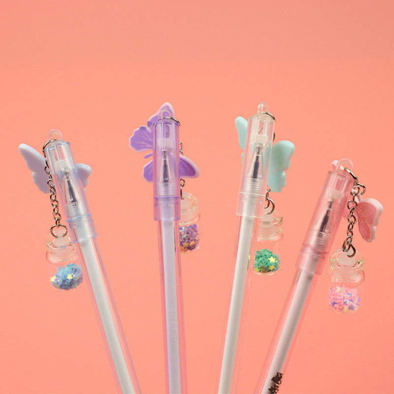 Ballpoint Pen Plastic Butterfly Wishing Bottle Pendant Gel Pen WangL005