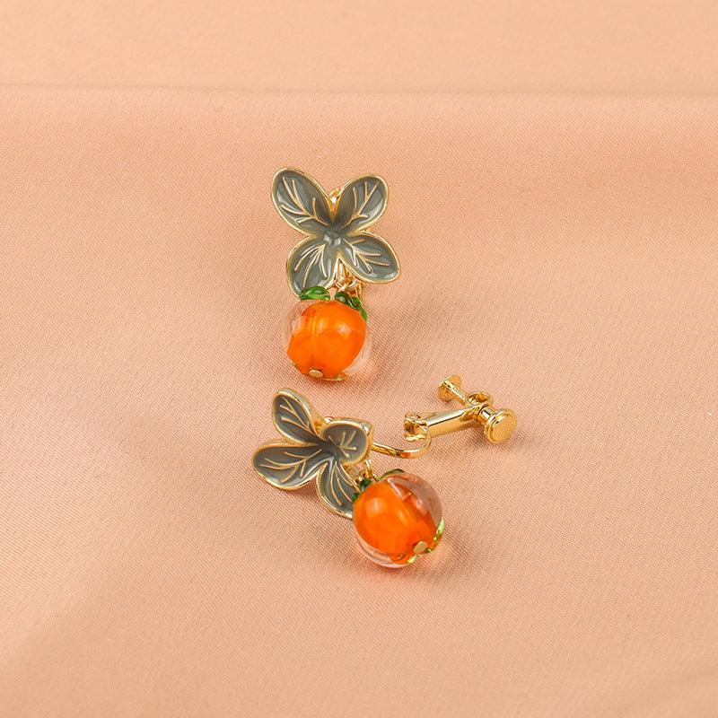 925 silver needle glass persimmon earrings Minimo de compra 2 MIC-LSY013