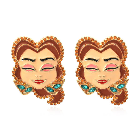 Alloy diamond inlaid cartoon character earrings MIC-ManY035