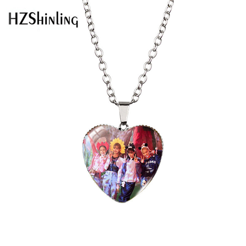 Alloy Time Gem Heart Necklace MIC-XiangL042