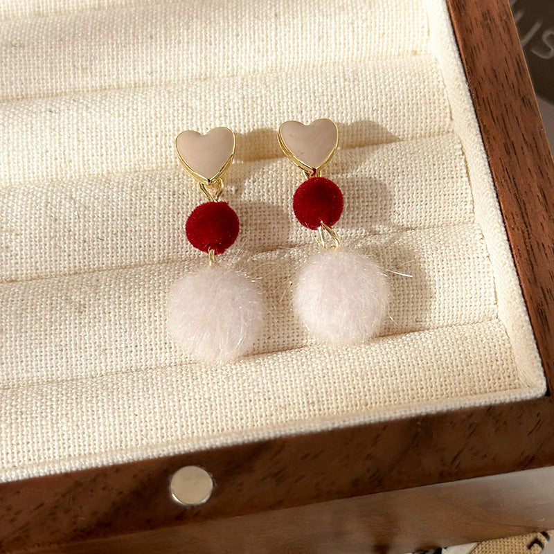 Alloy Love Hair Ball Earrings MIC-MiS016