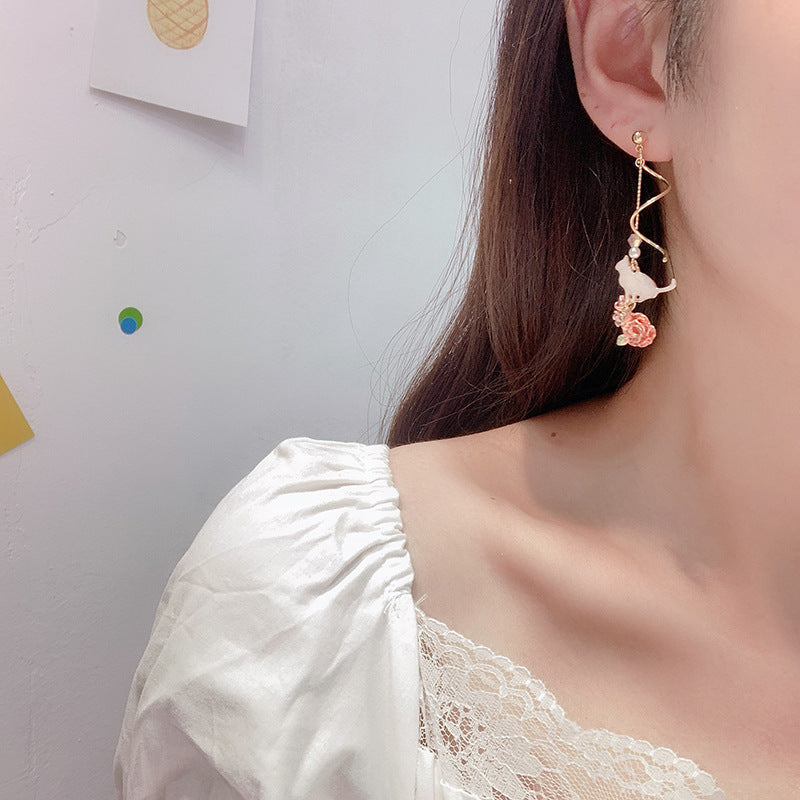 Alloy kitten flower earrings MIC-GangM006