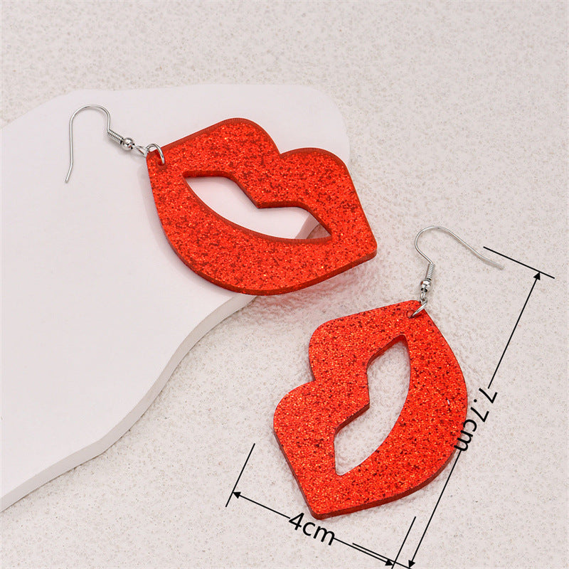 Acrylic Red Lip Earrings (Minimo de compra 2) MIC-GanL020