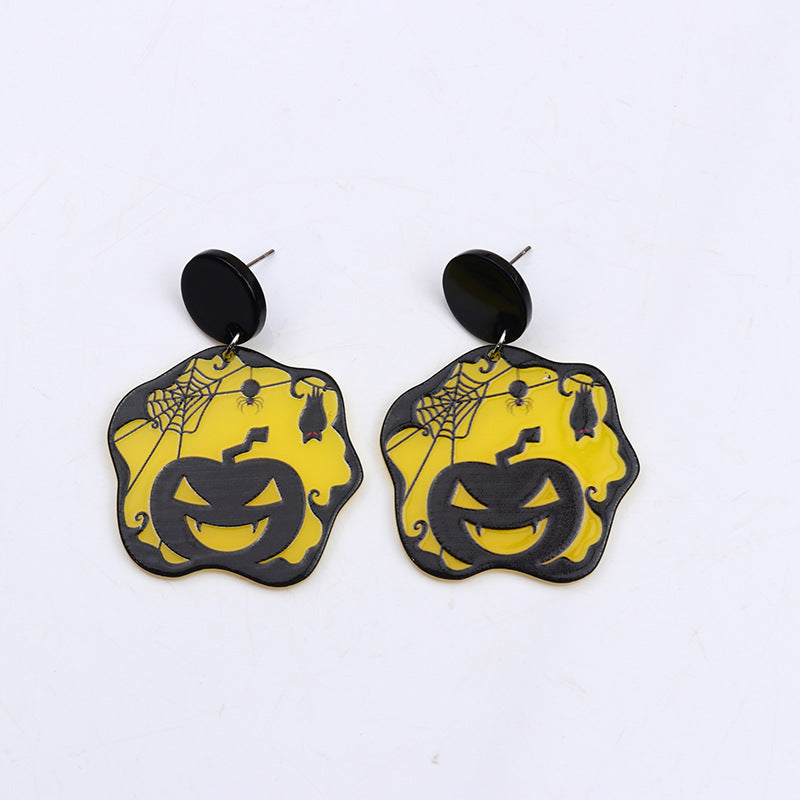 Acrylic Halloween Pumpkin Witch Earrings (Minimo de Compra 2) MYA-DuA023