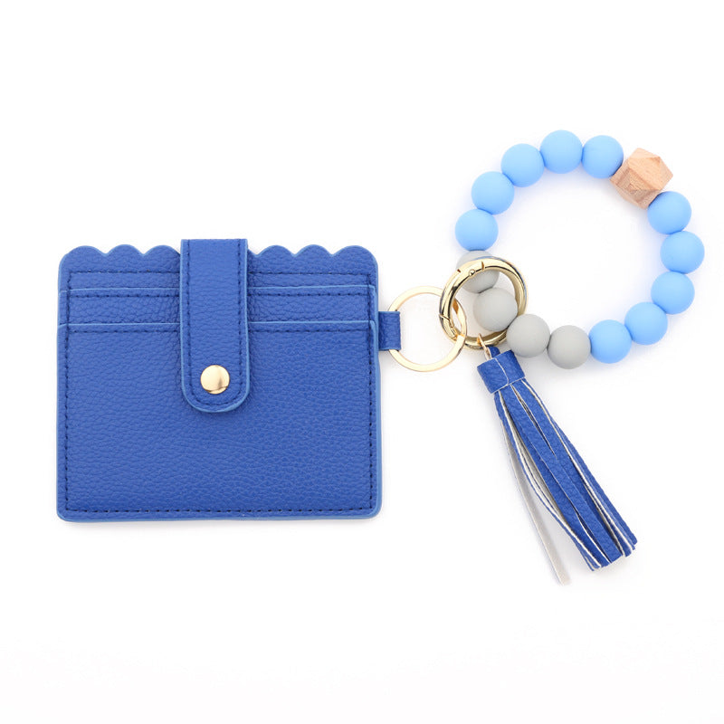 Keychains PU Silicone Bead Tassel Ladies Wallet Bracelet Card Holder MIC-NuoYi019