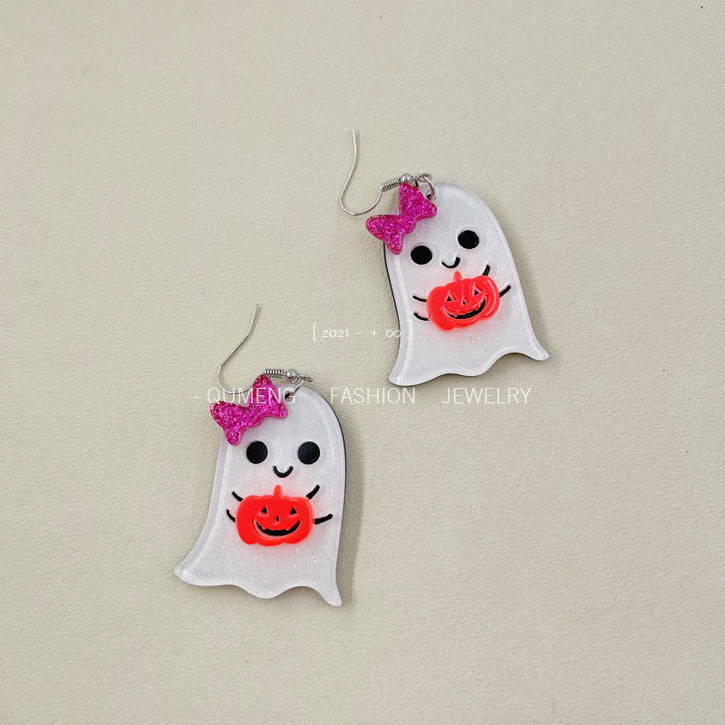 Acrylic Halloween Ghost Earrings (Minimo de Compra 3) MIC-OuG060