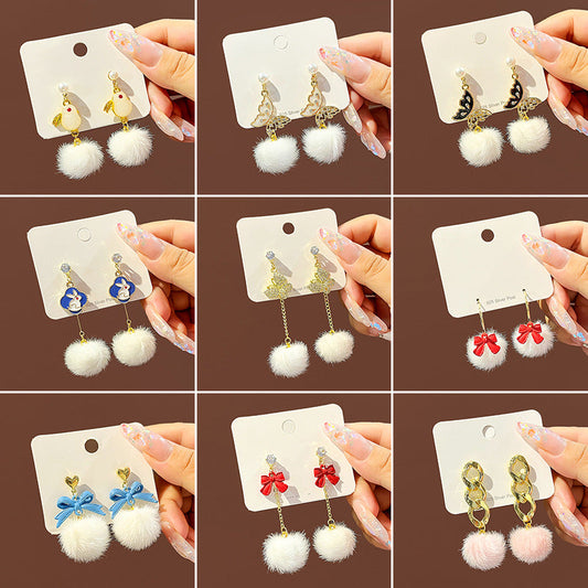 Alloy bow rabbit earrings MIC-HongC019