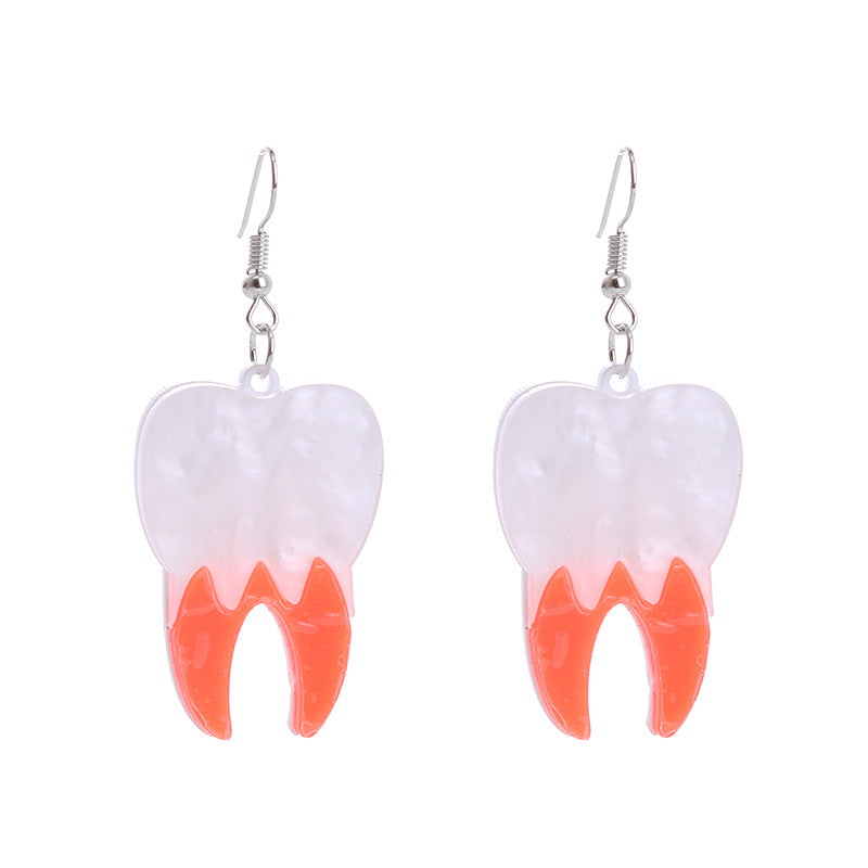 Acrylic New Skull Teeth Earrings (Minimo de Compra 2) MIC-ChouT036