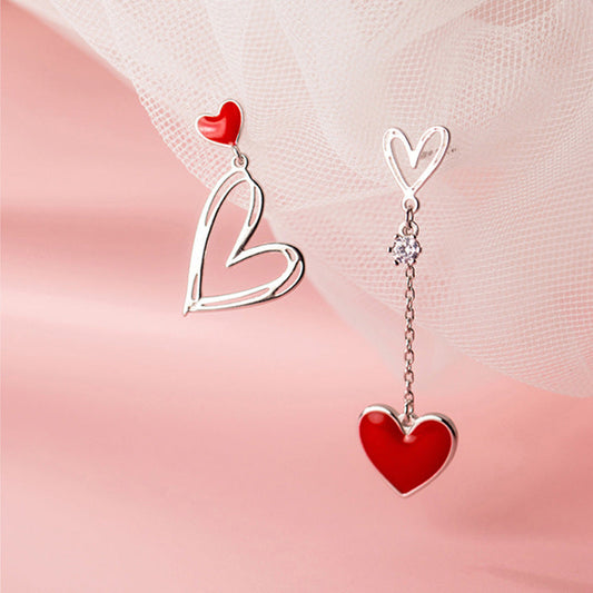 Alloy asymmetric love earrings (Minimo de compra 2) MIC-WeiH001