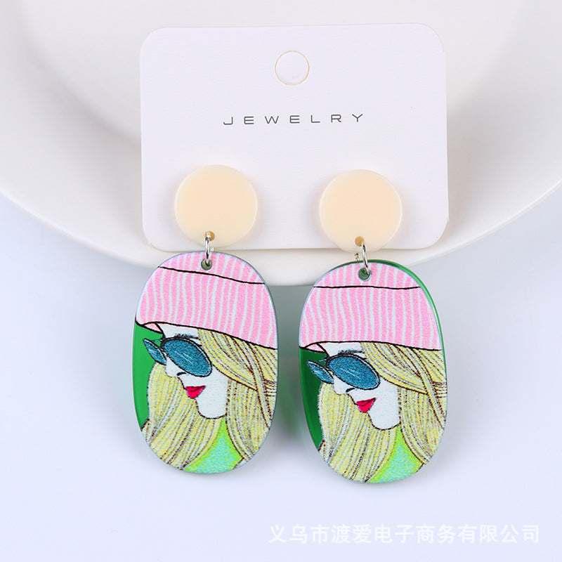 Acrylic Beauty Head EarringsMIC-DuAi001