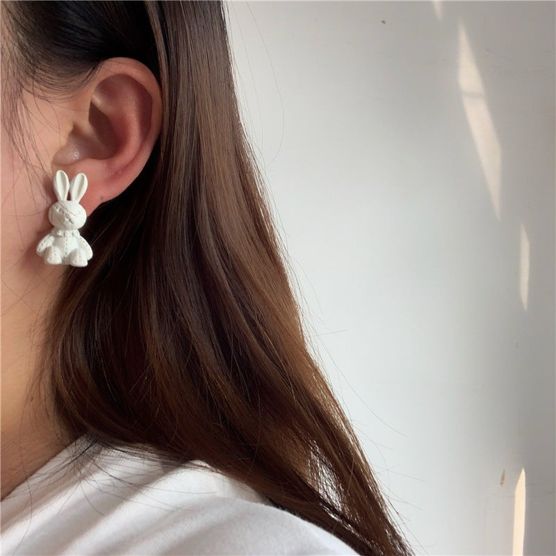 S925 silver needle white rabbit earrings MIC-XiM005